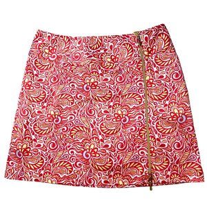 Sport Haley Golf Skort Coral‎ Print Exposed Zipper Women’s 10